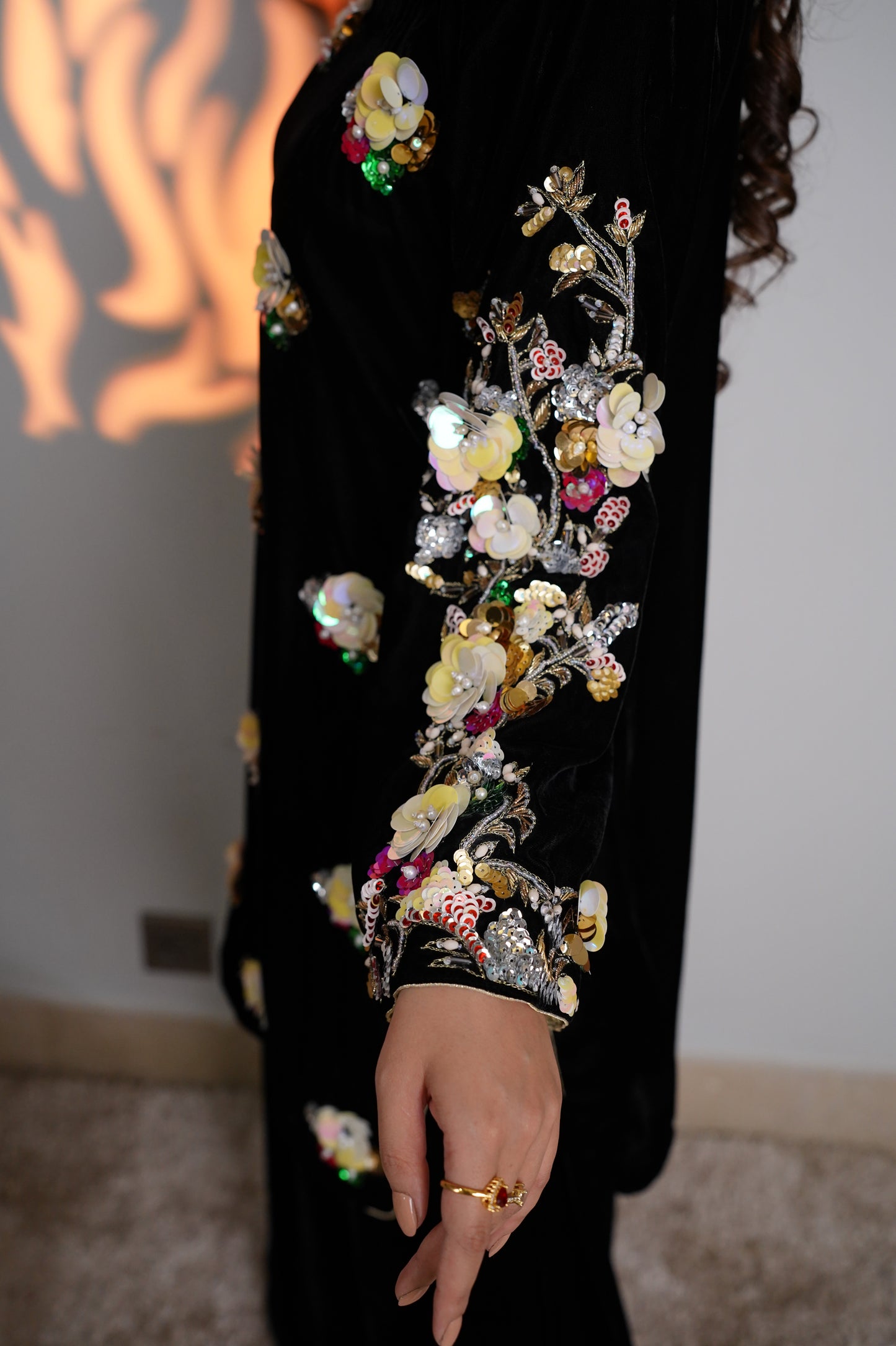 Velvet Dusk – 3D Floral Co-Ord Set